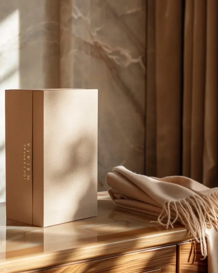 Abgestimmtes Verpackungssystem für Boutiquen mit Seidenpapier, Box und Tragetasche